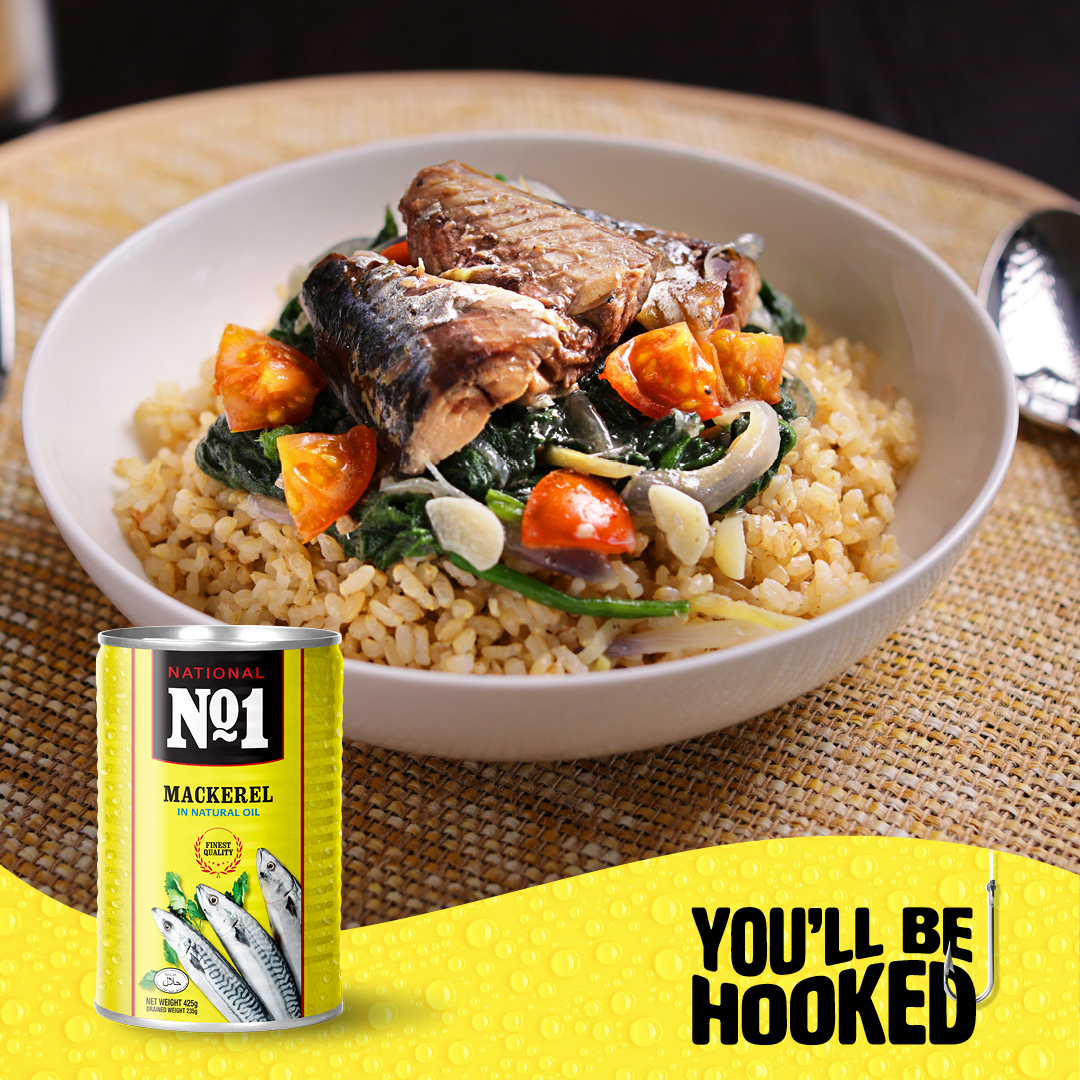 No1 Mackerel in Oil with Pumpkin Tips and Coconut Rice